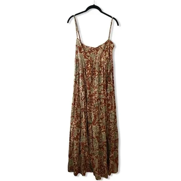 NWT Rumer Neve maxi dress brown print summer peasant boho Revolve M
